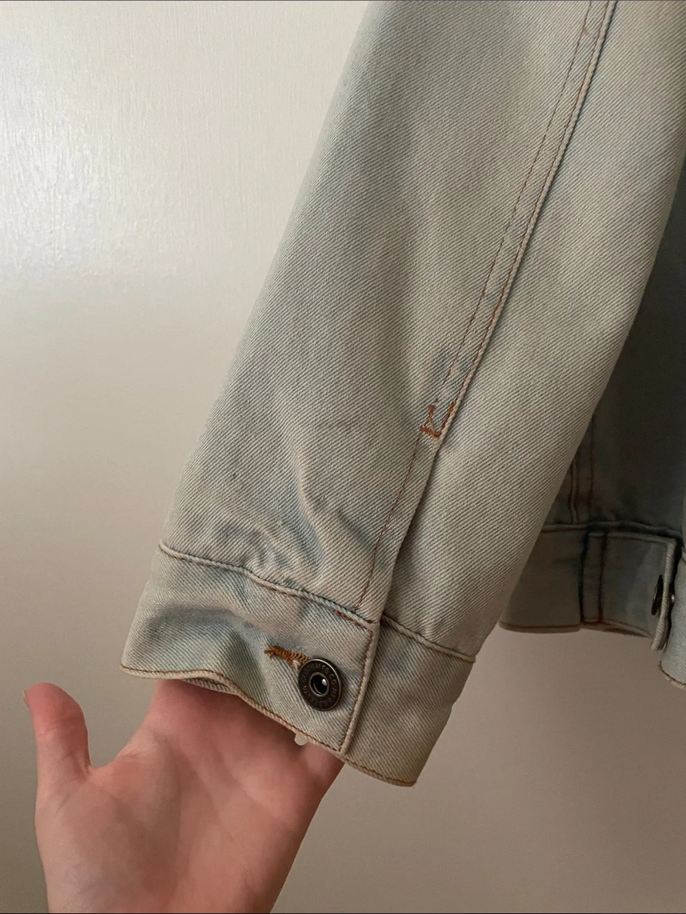 Light Blue Sherpa Collar Denim Jacket for Men